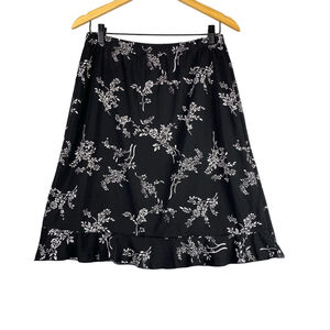 Vintage Premiere Collection Mini Skirt L Black Floral Cottagecore Coastal Y2K‎